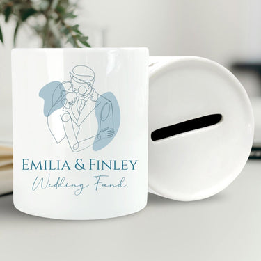 Customisable Engagement Savings Box - Hand-Drawn Couple - Celebration Gift - DENMARY